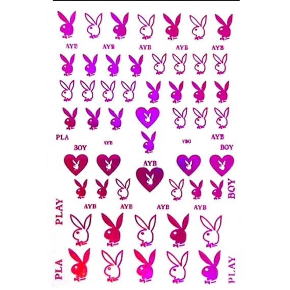 💌 BO/GO$4 Playboy Bunny Hot Pink Nail Stickers